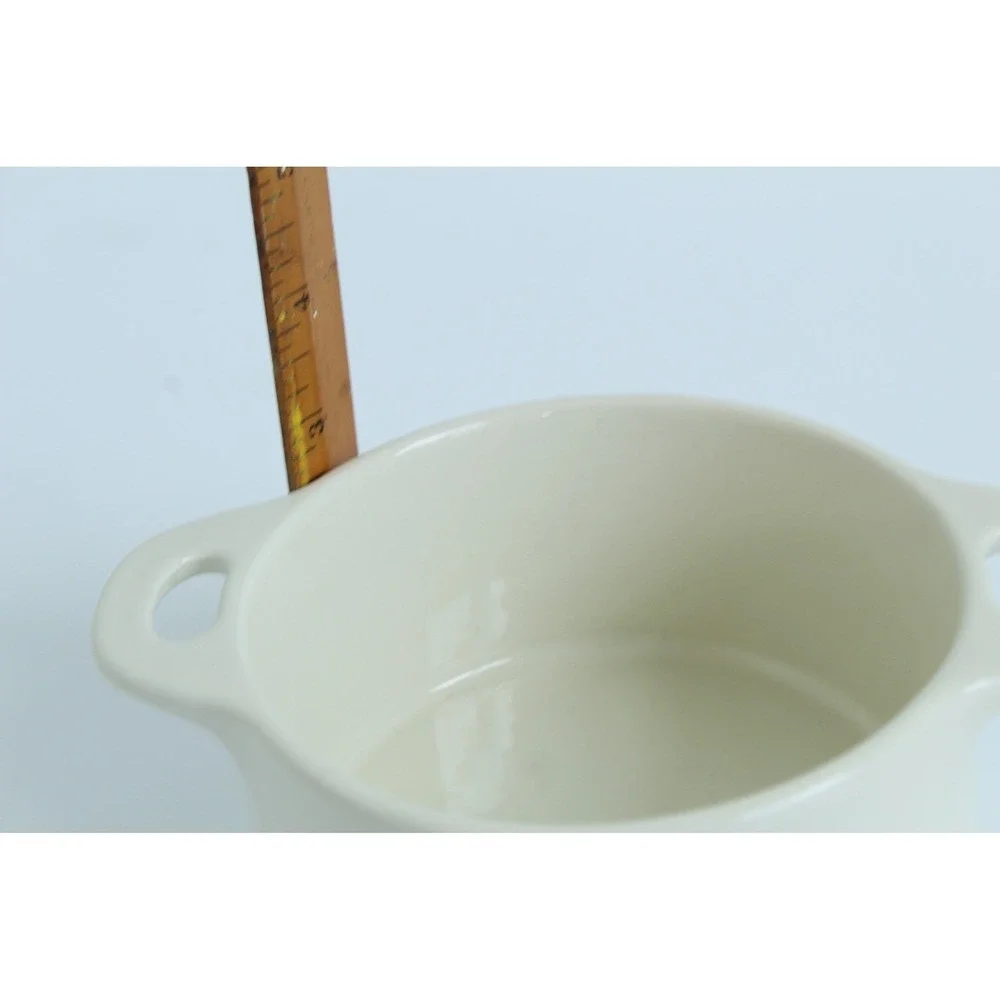 Brocc Your‎ Body Ceramic Mini Cocotte with Lid Cream Stoneware 4.5 inch